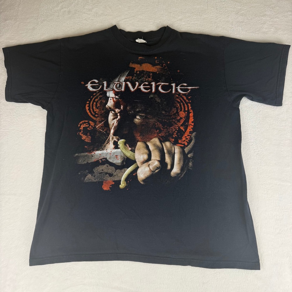 Eluveitie Tour Mens Large Graphic T-Shirt Black Vintage Anvil Cotton Y2K